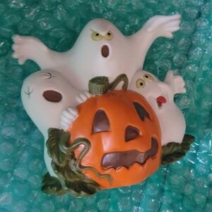 Vintage Halloween Ghosts & Pumpkins Ceramic Figurines Boo Crew Spooky Squad